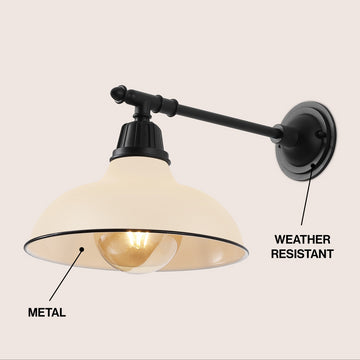 Wallace 12.25" Farmhouse Industrial Indoor/Outdoor Iron LED Victorian Arm Outdoor Sconce